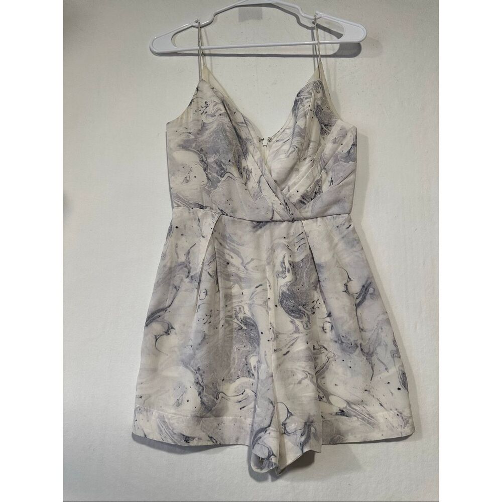 Zimmermann Silk Plunge Playsuit Marble Print Romper Size 1 US 4-6 100% Silk, NWT